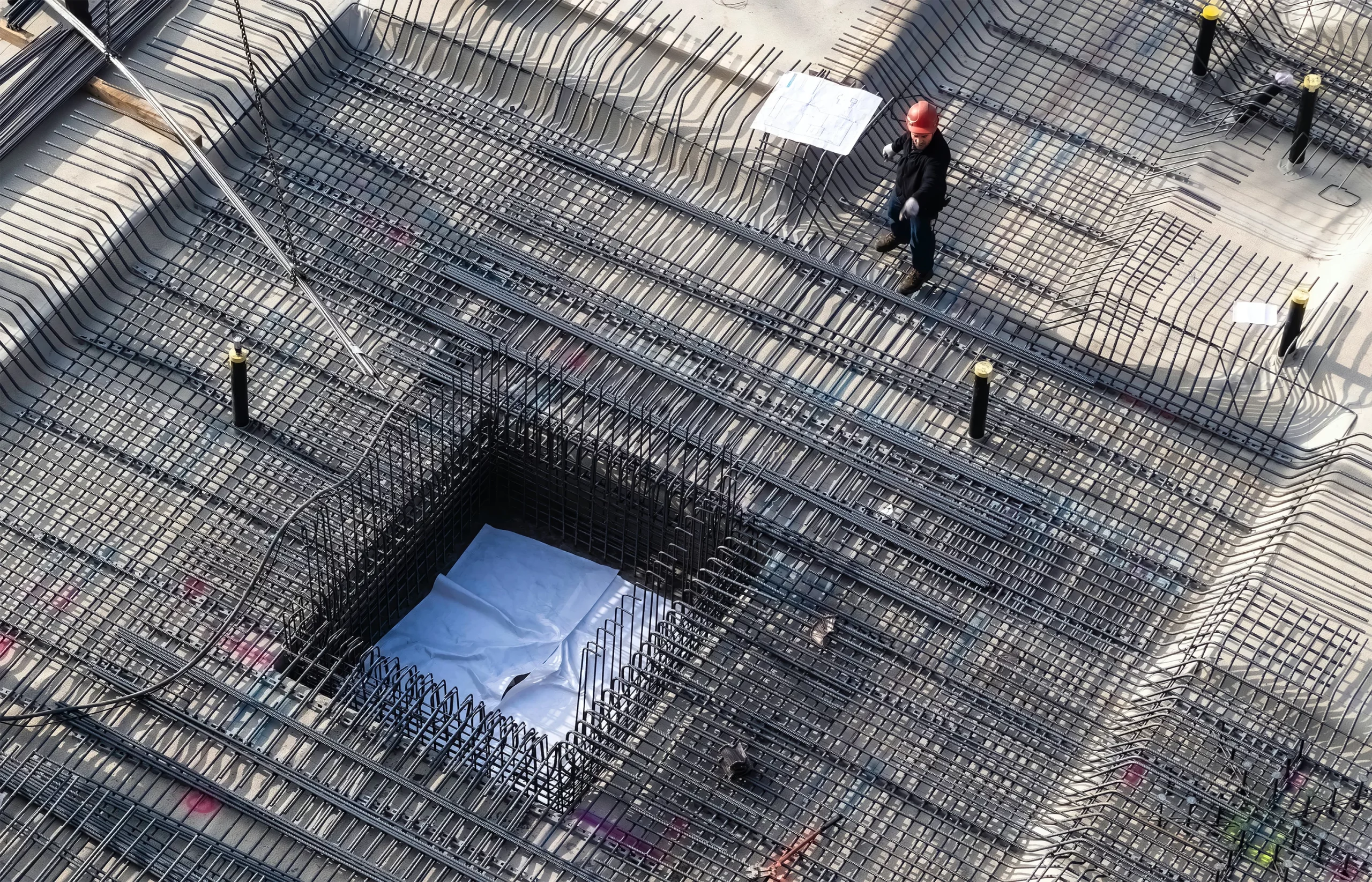 Les fondations d'une future construction immobilière.